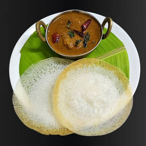 Chicken Varutharacha Curry With 2 Appam