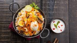 Egg biryani with raita