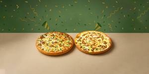 Butter Chicken Pizza (P) + Spicy Chicken Keema Pizza (P)