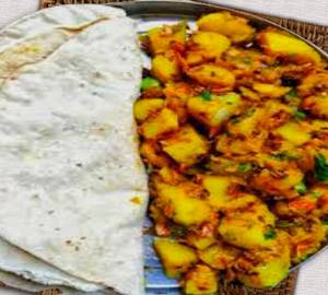 Jeera aloo , 4 chapati