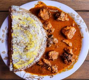 1 double egg dosa with chicken curry [250 ml]