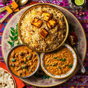 Paneer Biryani and Chana Masala                  