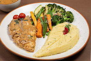 Stuffed Grilled Chicken With Mushroom Pepper Sauce