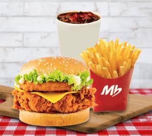 Chicken Tower Burger  +Fries + coke