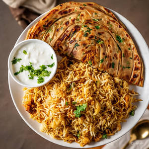 Anda Paratha and Biryani Rice