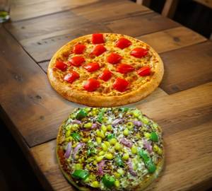 Sweet Corn Onion Cheese Pizza + Sweet Corn Tomato Cheese Pizza [8 Inches]