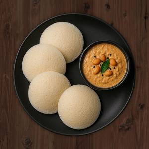 Sponge Idli ( 4 Pcs ) + Peanut Chutney