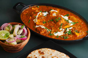 Paneer Karahi ( 8 pic) with salan or Raita