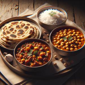 2 aloo Paratha with chole sabji and rice + dal 
