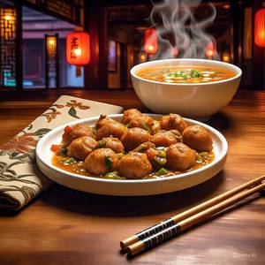 Veg manchurian+hot and sour soup