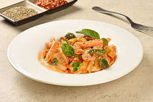 Vegetarian Pasta In Creamy Tomato Garlic Sauce