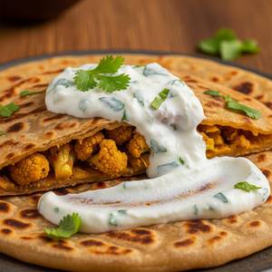 Gobi Paratha With Curd                                   