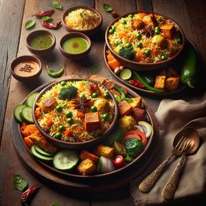 Veg biriyani + raita + salad                    