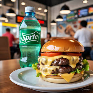 Creamy Cheese Slice Burger+Sprite Soft Drink 250Ml Bottle