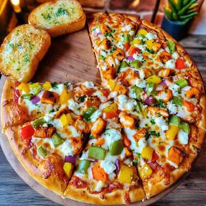 Three cheese chicken pizza'6 inch with veg salad                                                                           