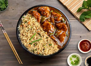 Chilli Chicken With Veg Hakka Noodles / Veg Fried Rice