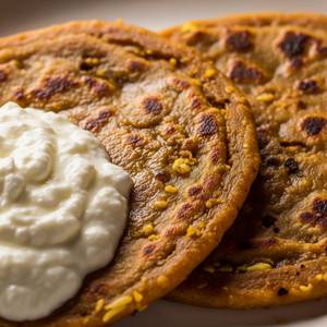 Sattu Masala Paratha 2 pcs with Curd                                   