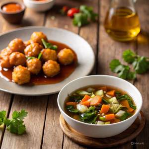 Veg manchurian+ manchow soup