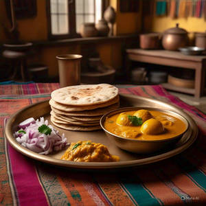 1 Egg curry [2 eggs] + 3 Roti
