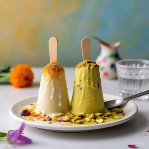 1 Malai Kulfi + 1 Kesar Pista Kulfi                                           