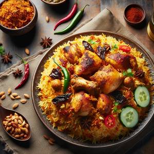 Chicken dam biryan Half                           