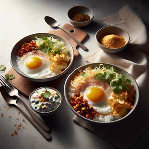 Double Egg Fried with Mixed Raita                           