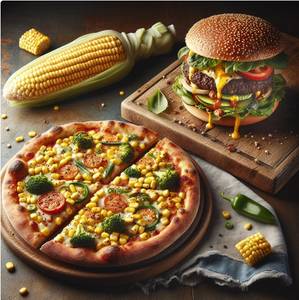 Corn Pizza + Veg Burger                                            