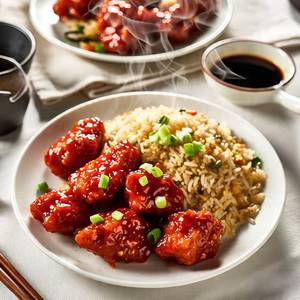 Chilli chicken with fried rice         