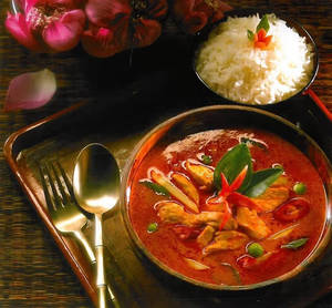 Slice Chicken In Red Thai Curry
