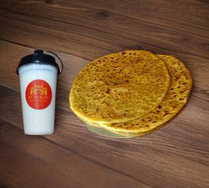 1 Aloo Paratha(2pcs)+1 Sweet Lassi