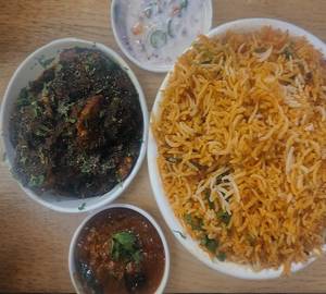 Plain biryani + chicken pepper fry dry