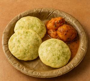 Green Peas Puri With Alu Dum
