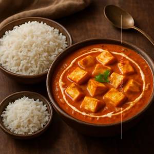 STEAMED RICE and BUTTER PANEER MASALA                        