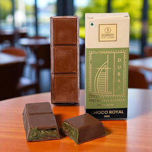 ZOROY Pistachio Kunafa Filled Chocolate Bar Dubai Choco Royal