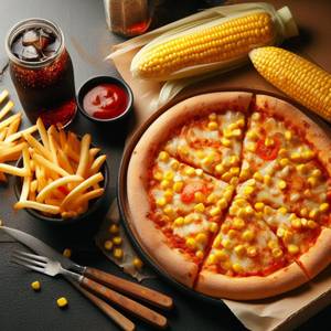 Corn Pizza With Fries And Coke [300 Ml]