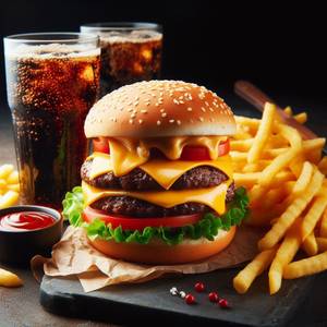 Cheesey Burger+fris+coke(300ml)