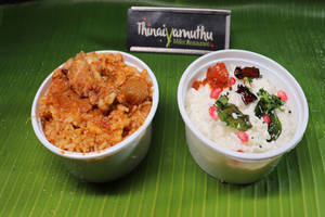 Chicken Kulambu Rice + Curd Rice,