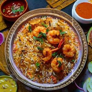 Prawns Ghee Roast Biryani 