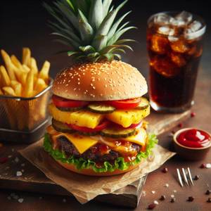 Pineapple Burger+Fries+Coke[300ml]