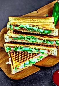 Jain Cheese Chutney Grilled Sandwich