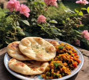 Naan Puri + Seasonal Sabji (3Pcs)