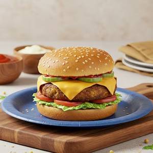 Cheesy spicy burger .