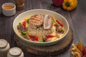 Stuffed Grilled Chicken Breast With Sautee Vegetables