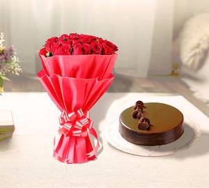 Chocolate Truffle Cake With Flower Bunch