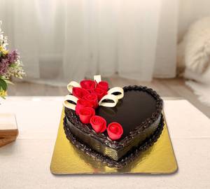 Heart Shape Chocotruffle Cake With Fondant Rose
