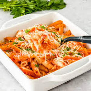 Baked red sauce pasta