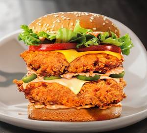 Fried Chicken Double Tower Cheese Burger
