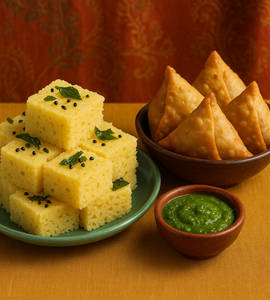4 Pcs Samosa + Plain Dhokla (250 Grams)