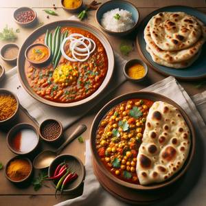 Aloo Pyaaz Naan With Ambarsari Chole
