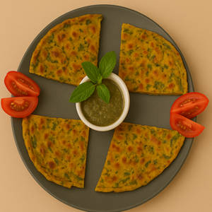 Tomato Gram Flour Pancake With Mint Yogurt Dip